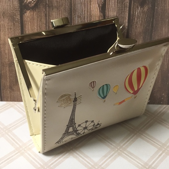 NWT Kiss Lock Coin Purse - Paris Hot Air Balloons - Picture 4 of 10
